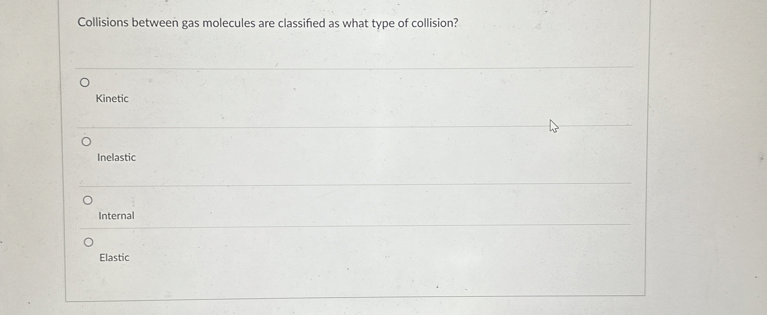Collisions between gas molecules are classified