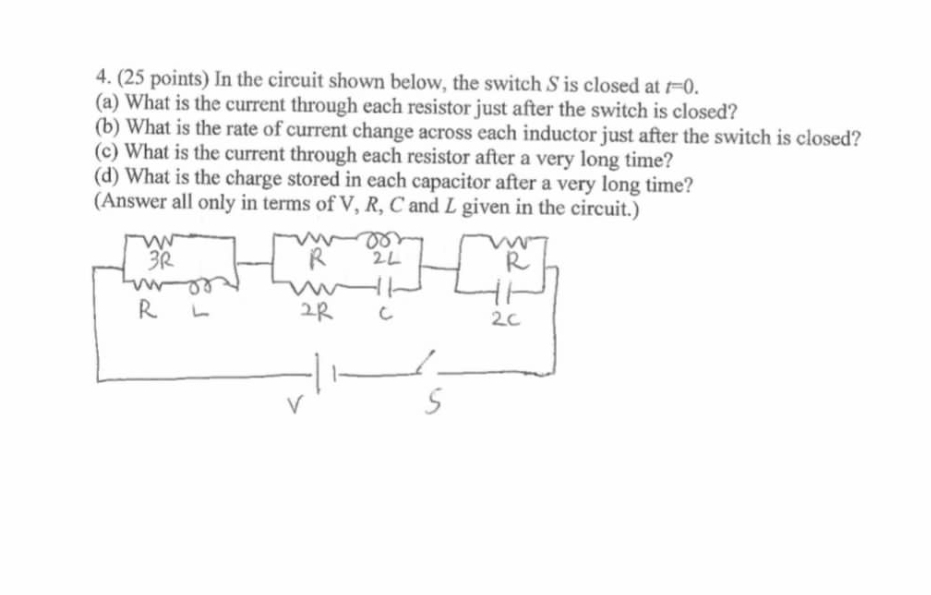 ( 2 5 points ) In the circuit shown below, the