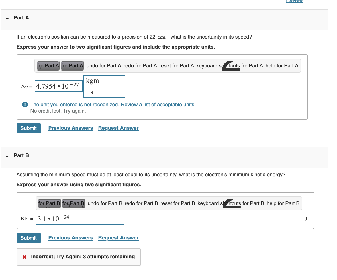 Part A If an electron's position can be measured