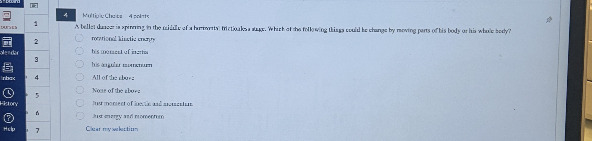 4 Multiple Choice 4 points 1 A ballet dancer is