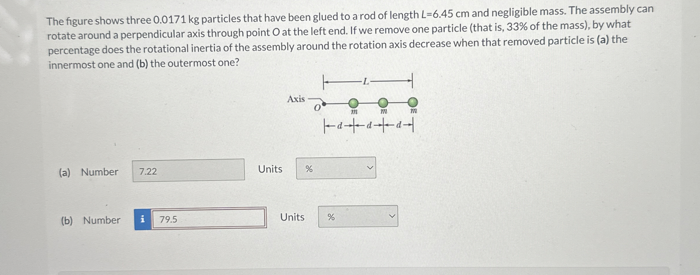 The figure shows three 0 . 0 1 7 1 kg particles