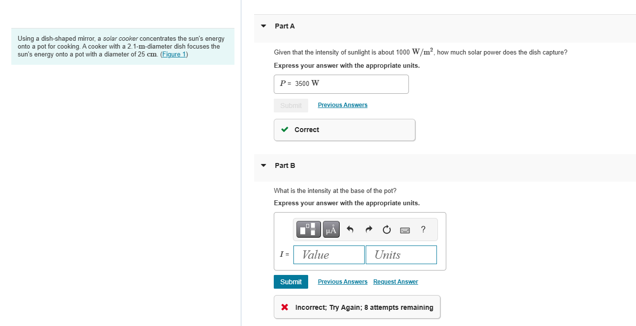 Using a dish - shaped mirror, a solar cooker