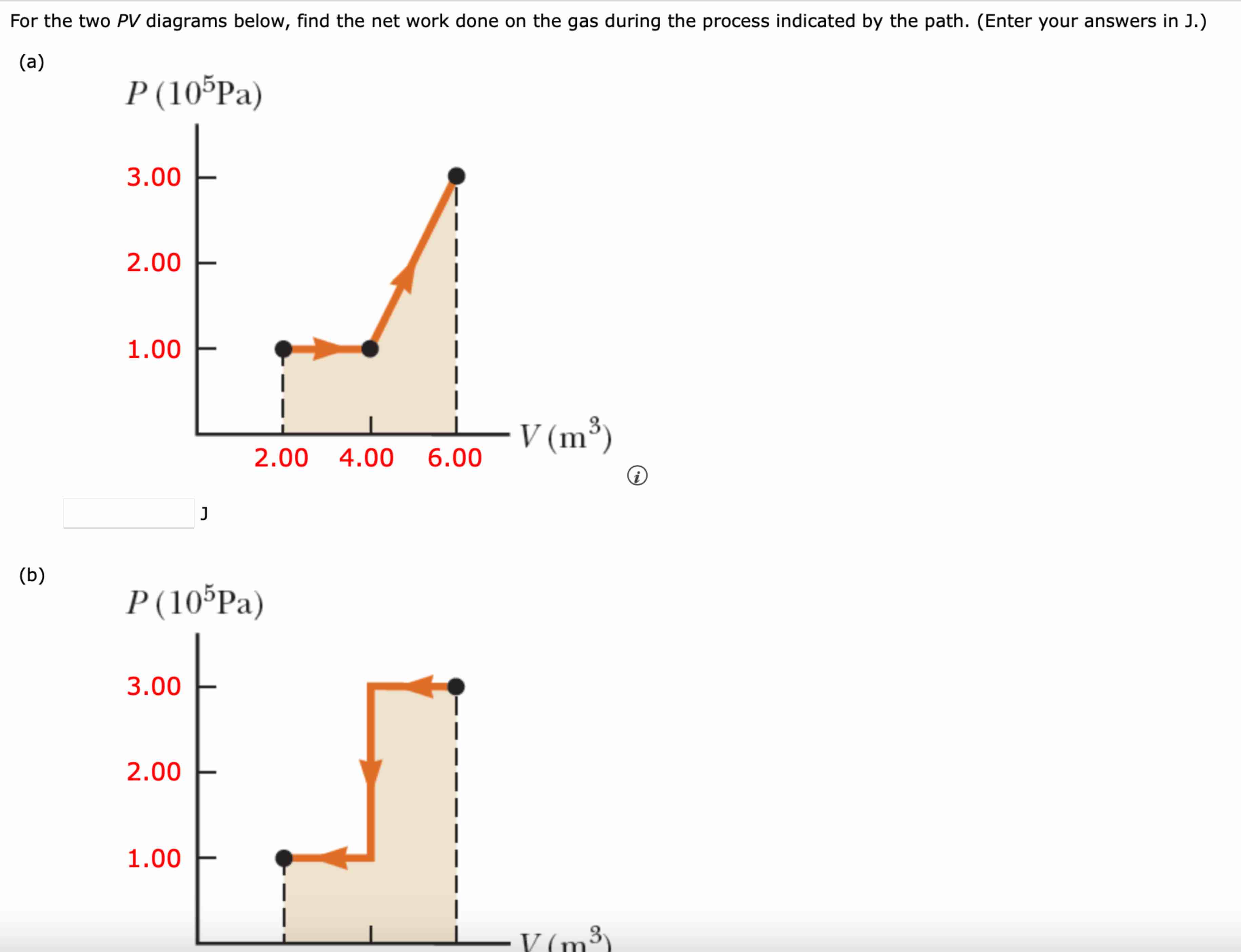 For the two \ ( P V \ ) diagrams below, find the