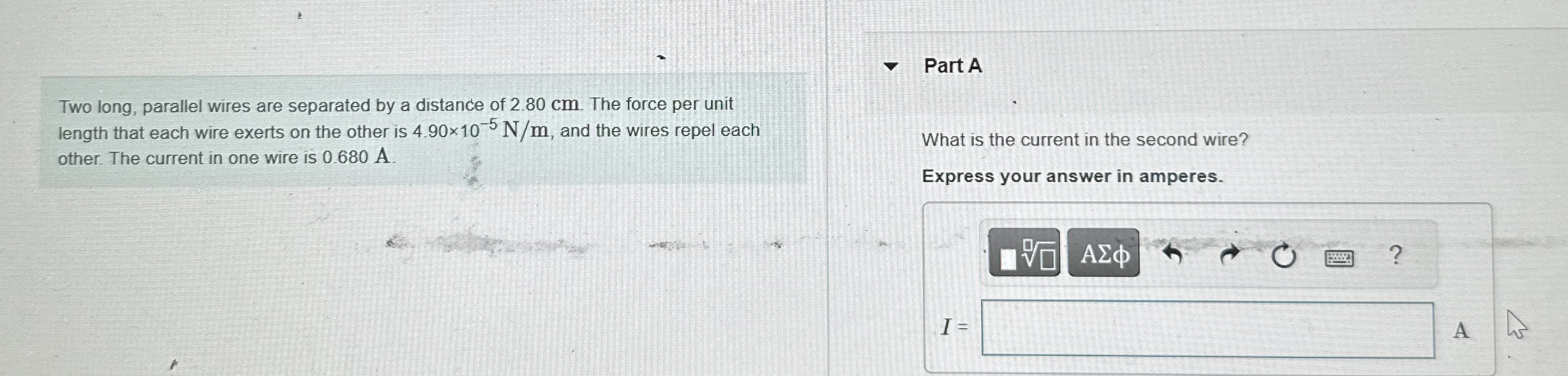 Part A Two long, parallel wires are separated by