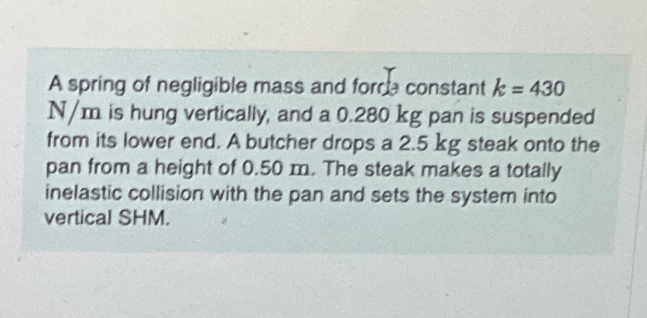 A spring of negligible mass and forte constant k