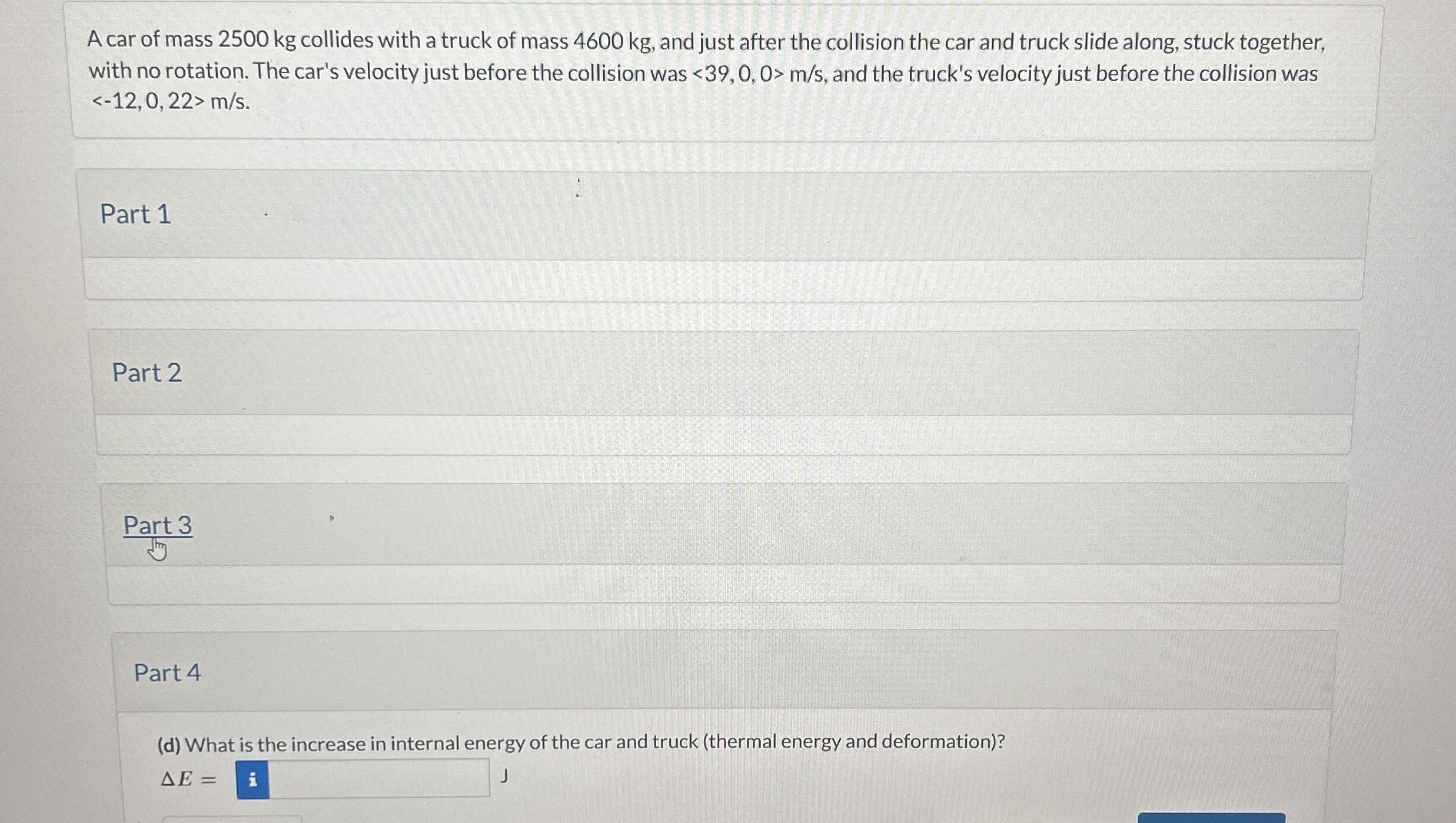 A car of mass 2 5 0 0 kg collides with a truck of