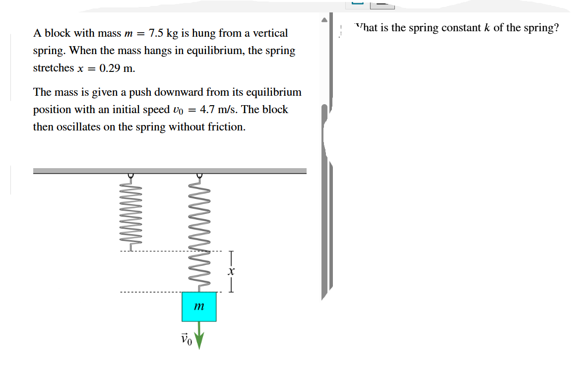 A block with mass m = 7 . 5 kg is hung from a
