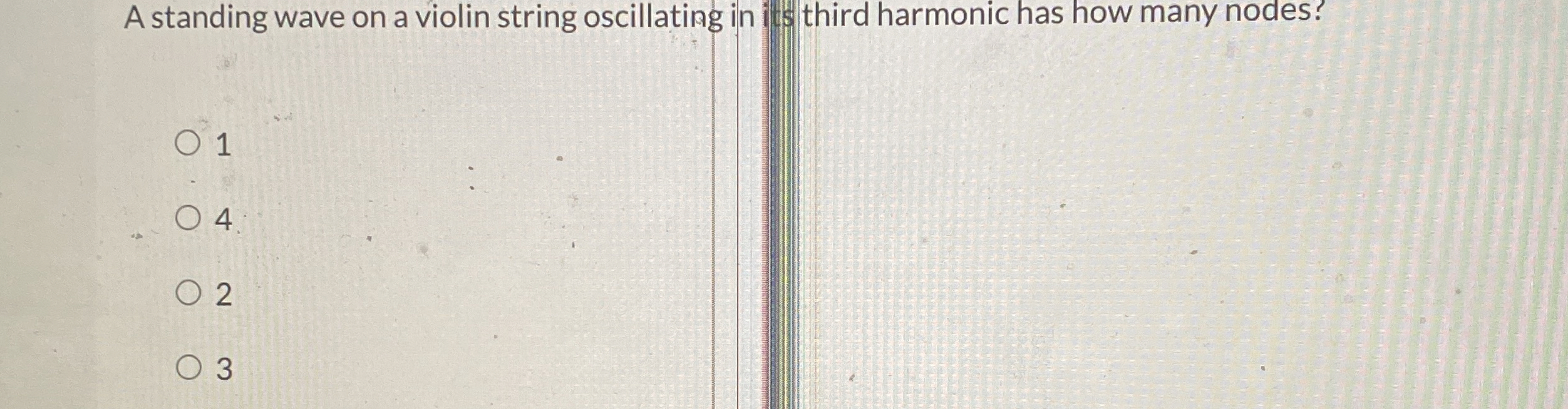 A standing wave on a violin string oscillating in