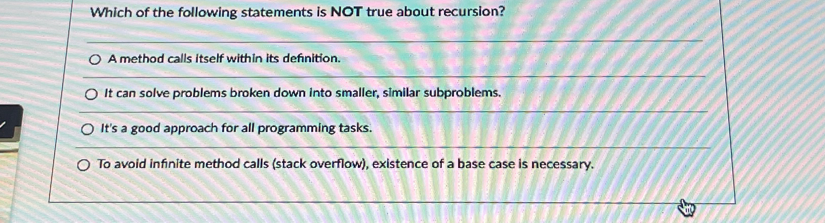 Which of the following statements is NOT true