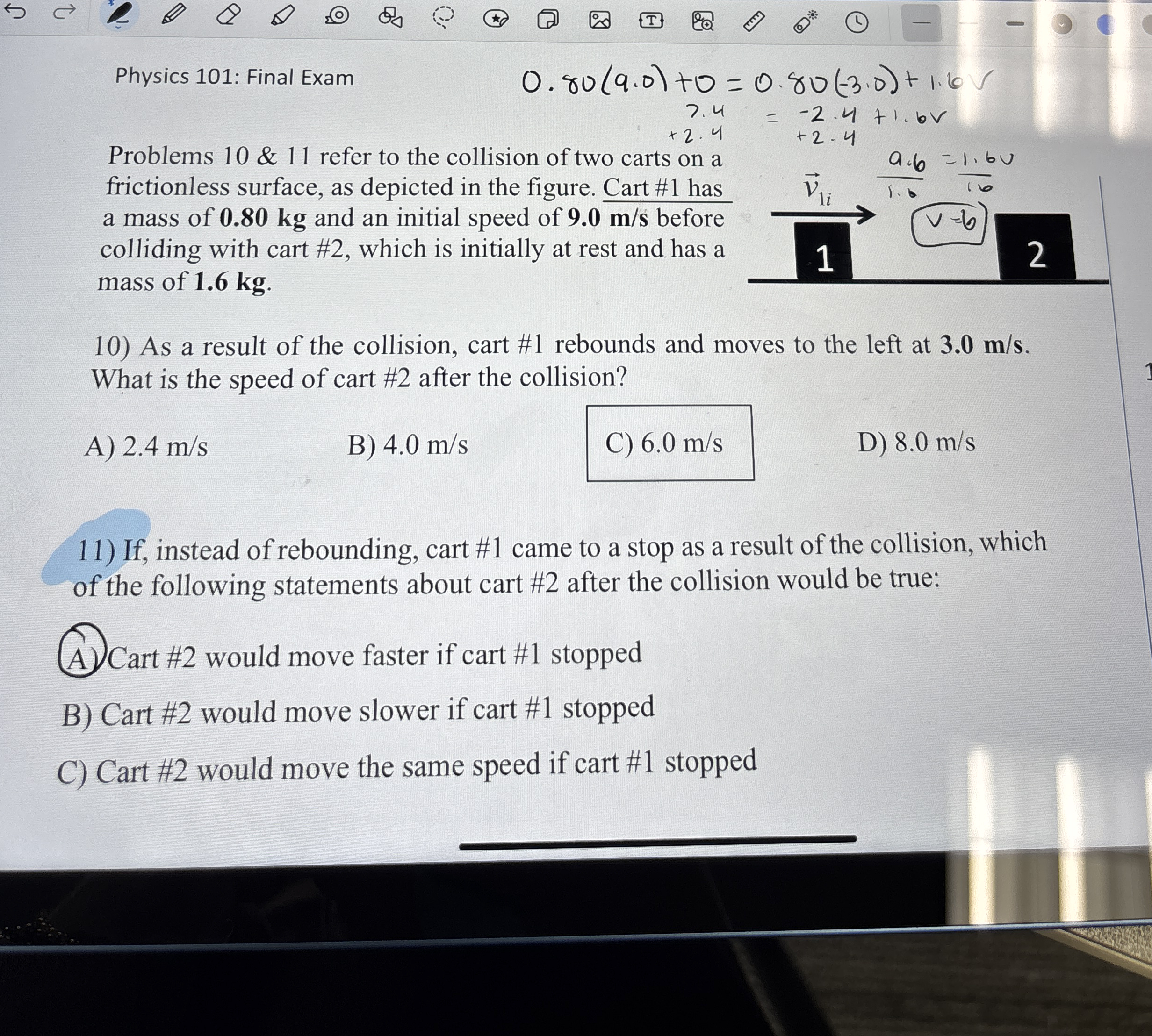Physics 1 0 1 : Final Exam 0 . 8 0 ( 9 . 0 ) + 0