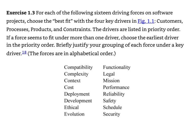 Exercise 1 . 3 For each of the following sixteen