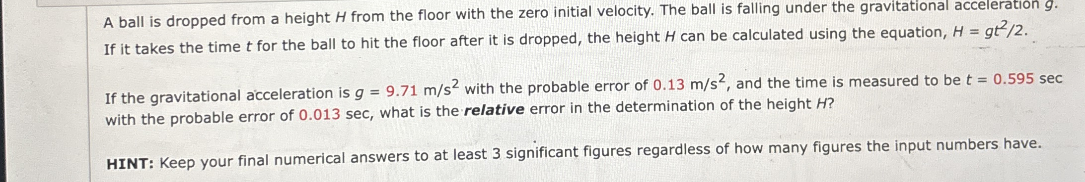 A ball is dropped from a height H from the floor