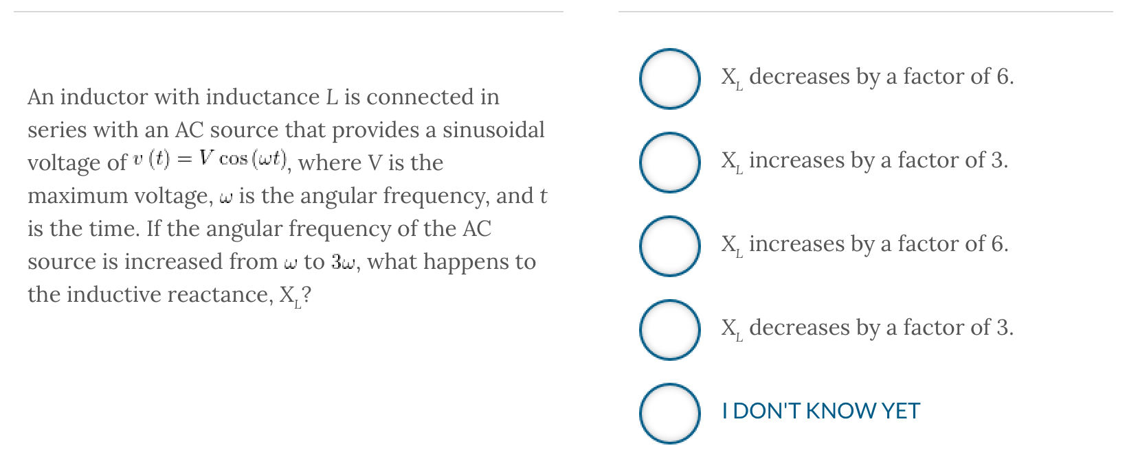 An inductor with inductance L is connected in