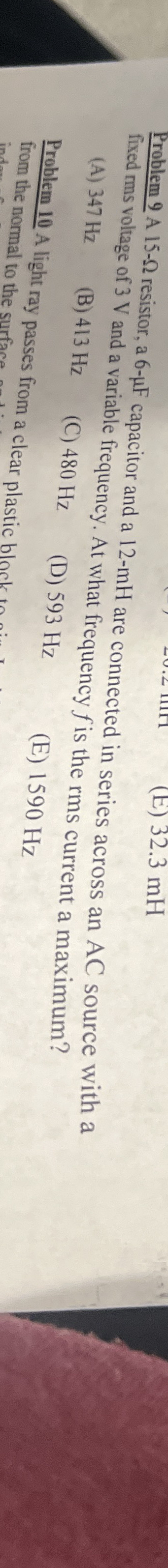 Problem 9 A 1 5 - resistor, a 6 - F capacitor and