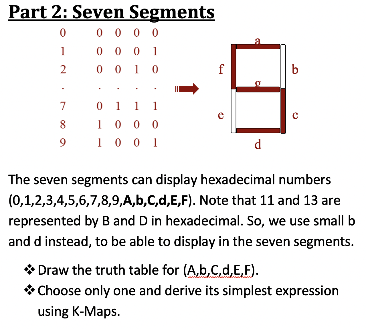 Part 2 : Seven Segments The seven segments can