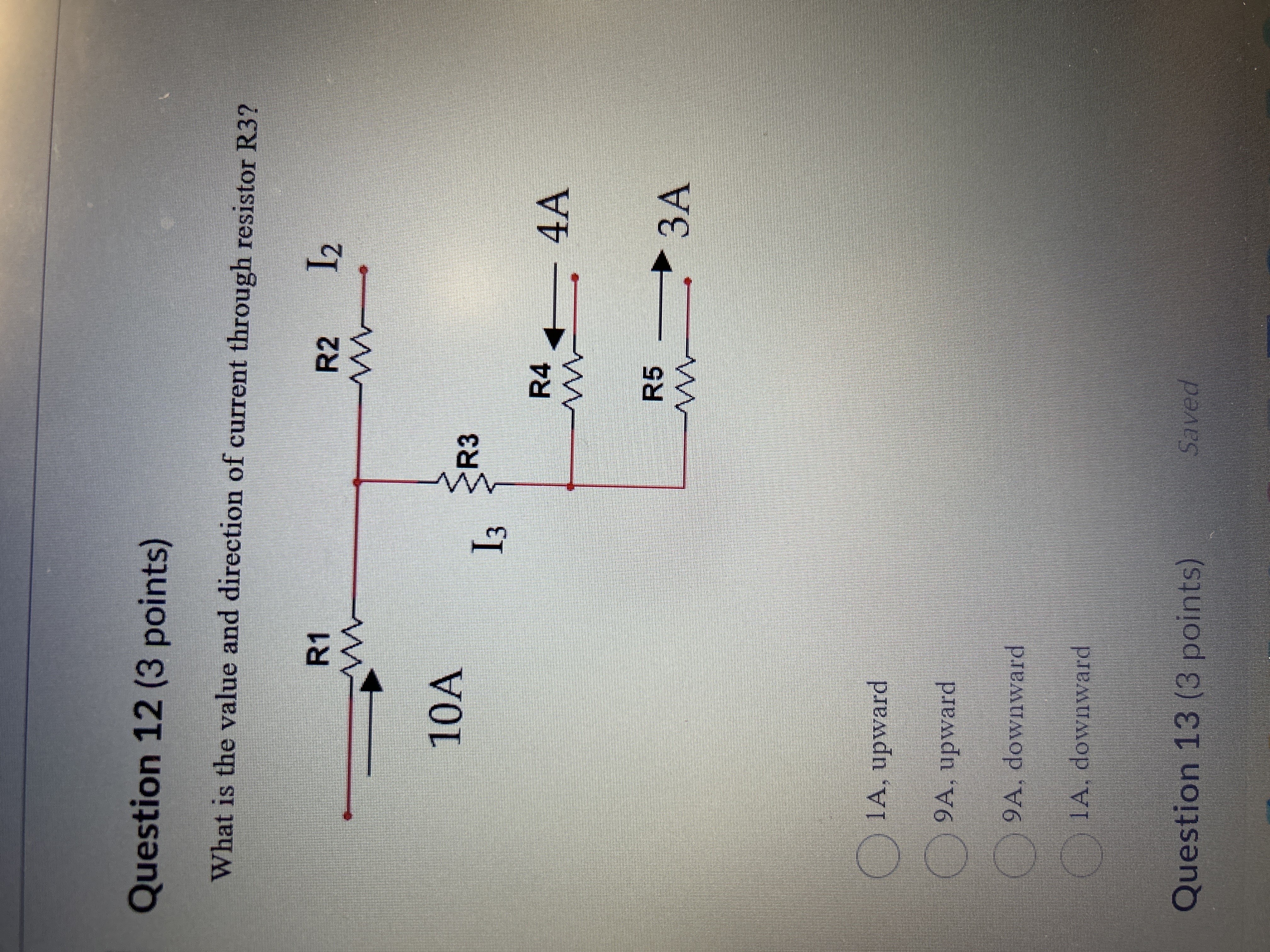 What is the galue and direction of current
