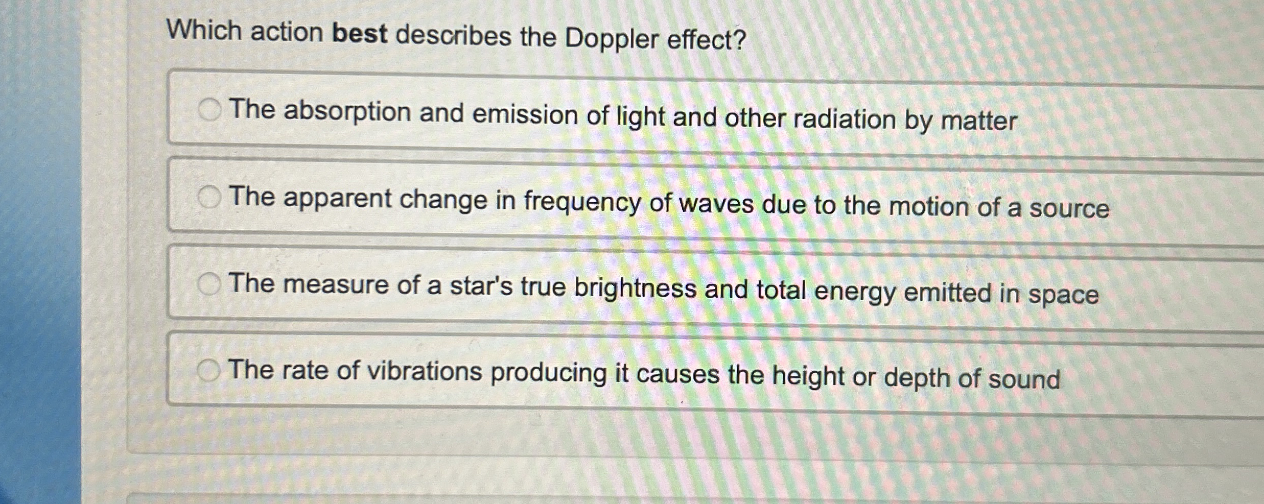 Which action best describes the Doppler effect?