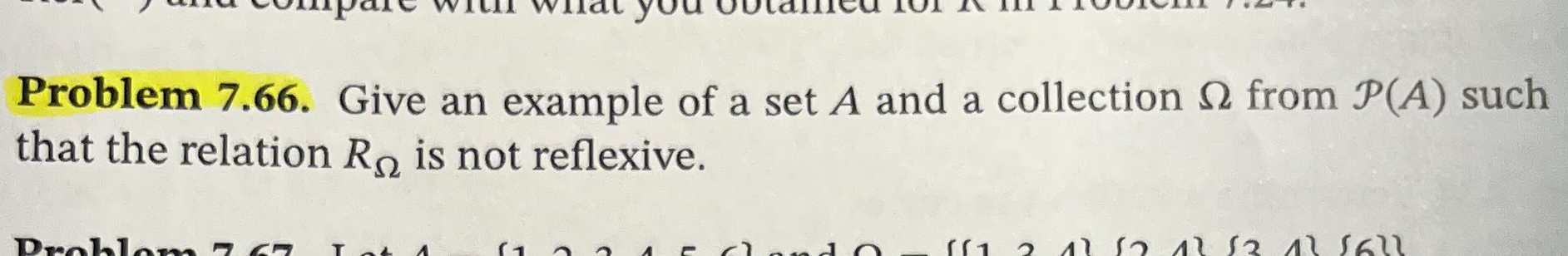 Problem 7 . 6 6 . Give an example of a set A and