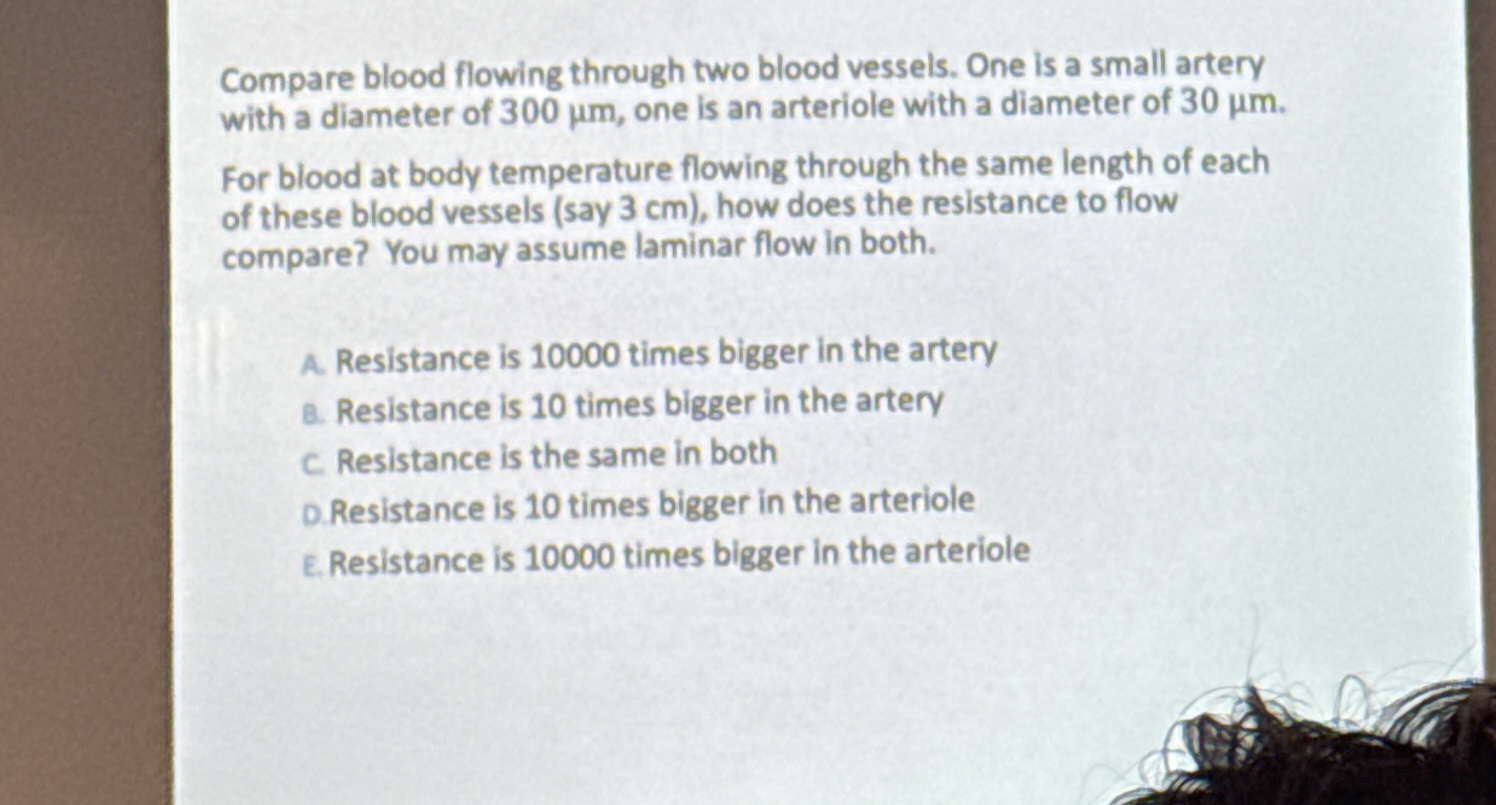 Compare blood flowing through two blood vessels.