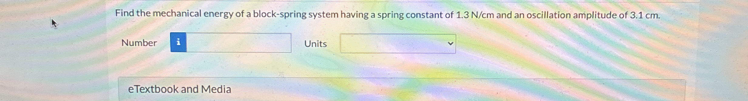 Find the mechanical energy of a block - spring