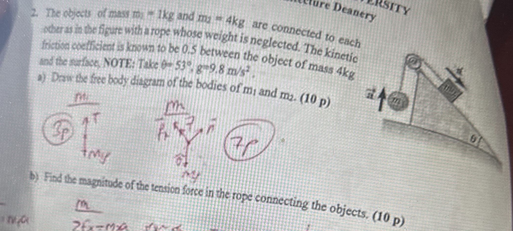 The Objects of mass m 1 = 1 k g and m 2 = 4 k g