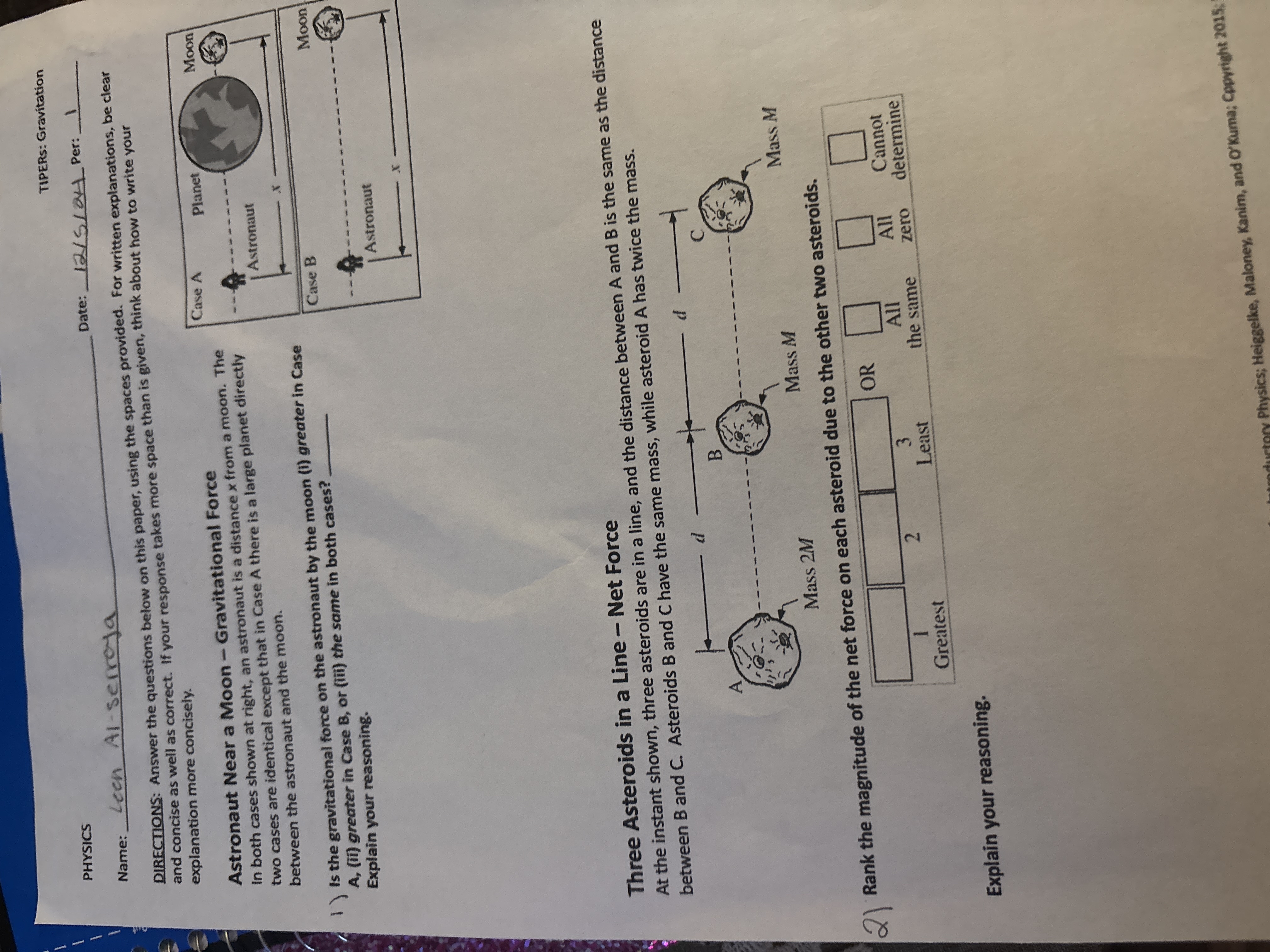 TIPERS: Gravitation PHYSICS Name: Leen Al -
