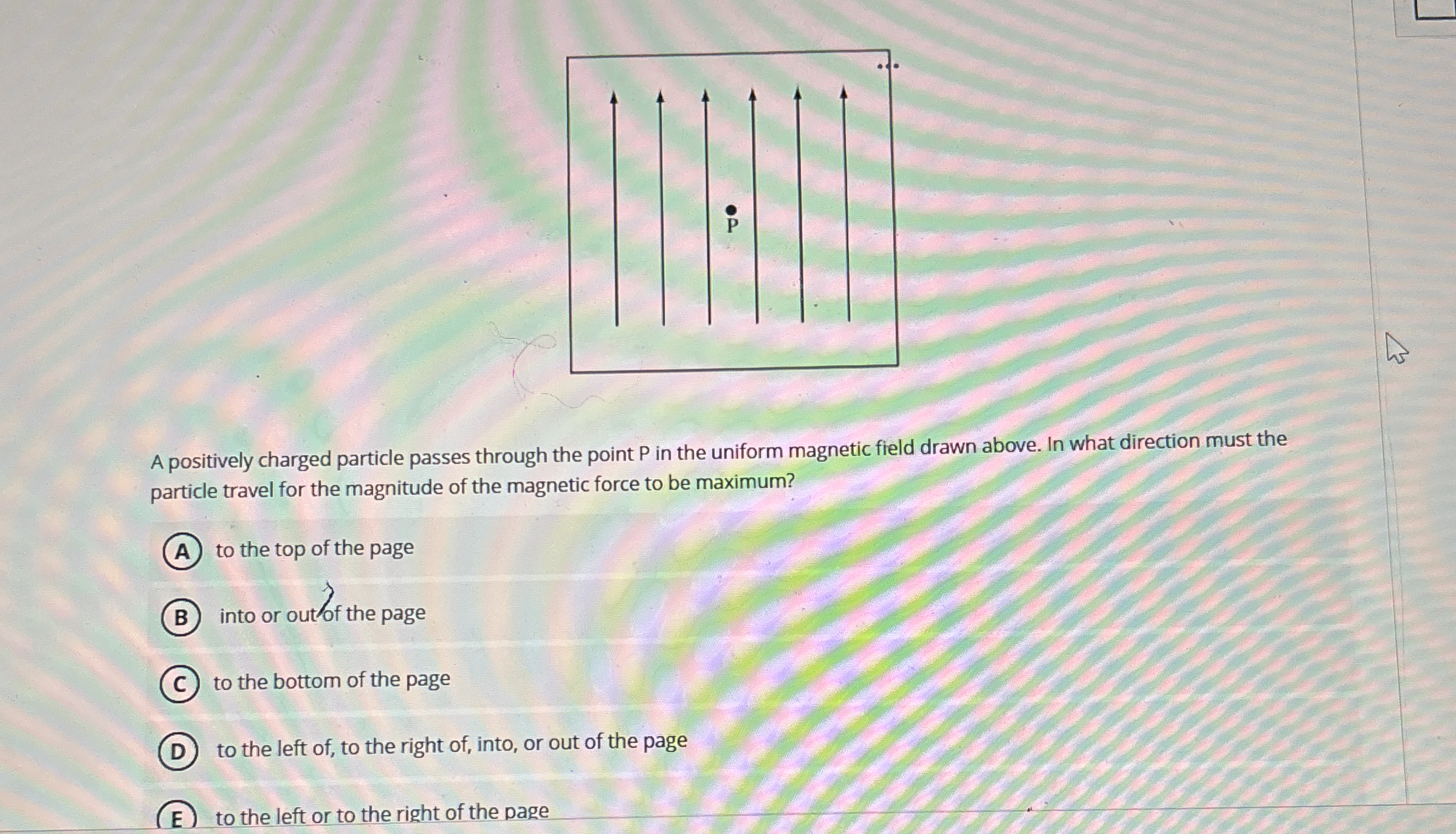 A positively charged particle passes through the