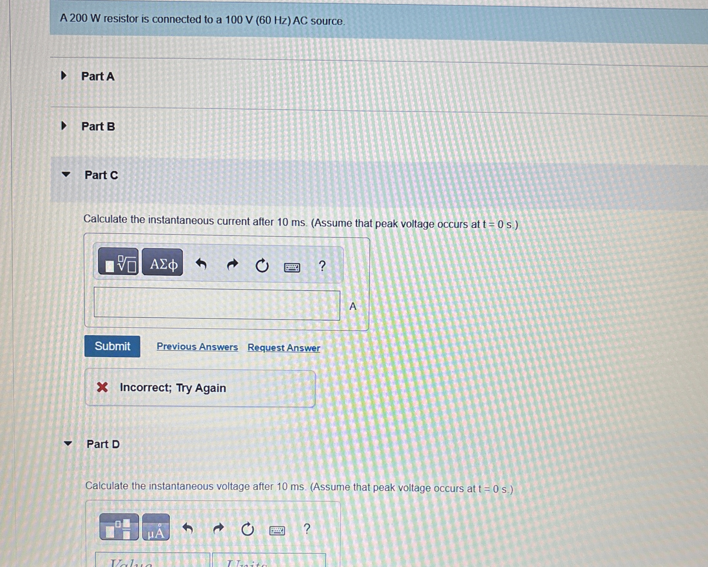 A 2 0 0 W resistor is connected to a 1 0 0 V ( 6