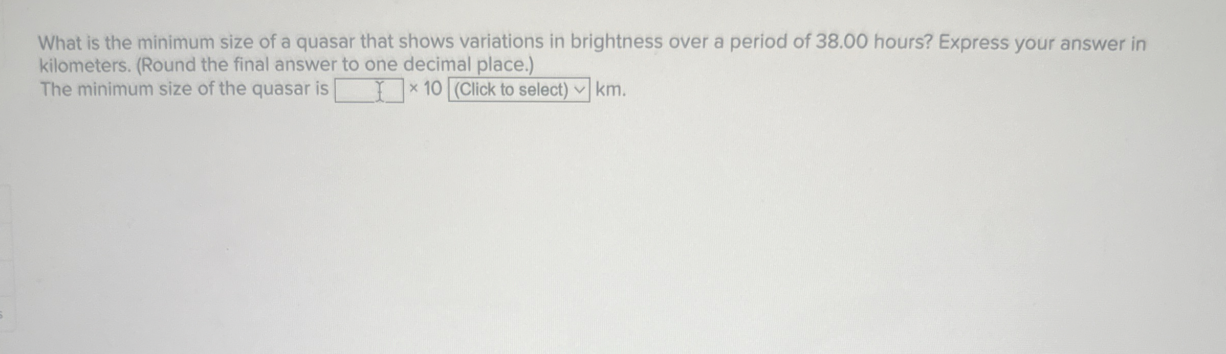 What is the minimum size of a quasar that shows