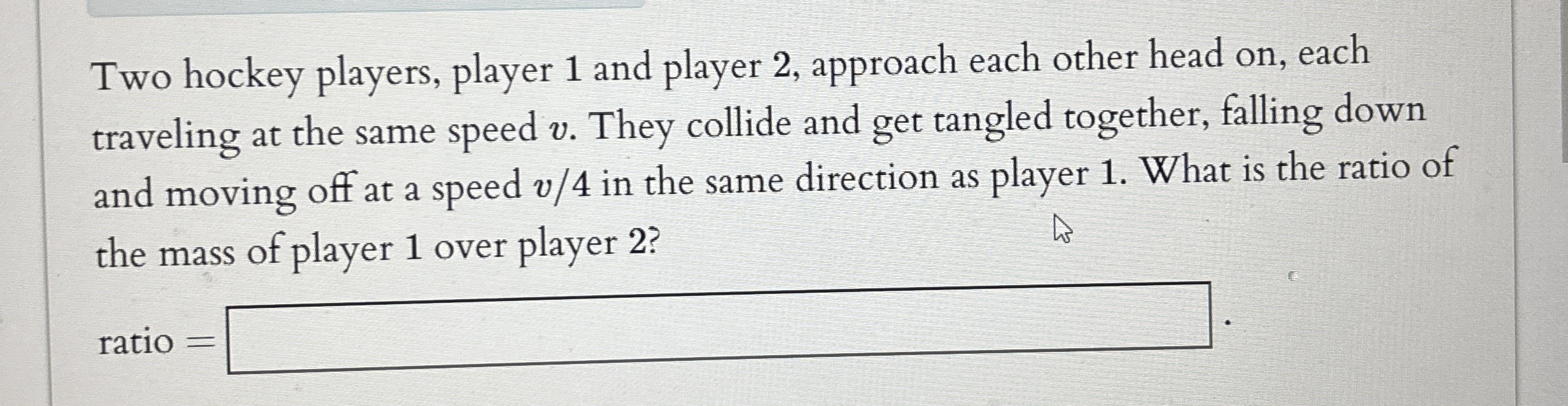 Two hockey players, player 1 and player 2 ,