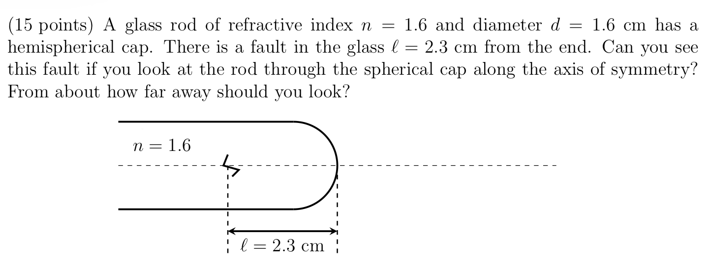 ( 1 5 points ) A glass rod of refractive index \