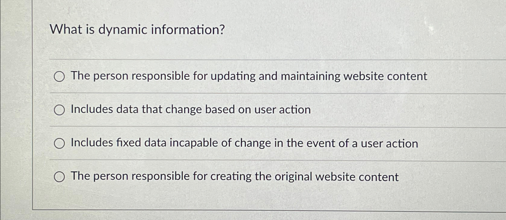 What is dynamic information? The person