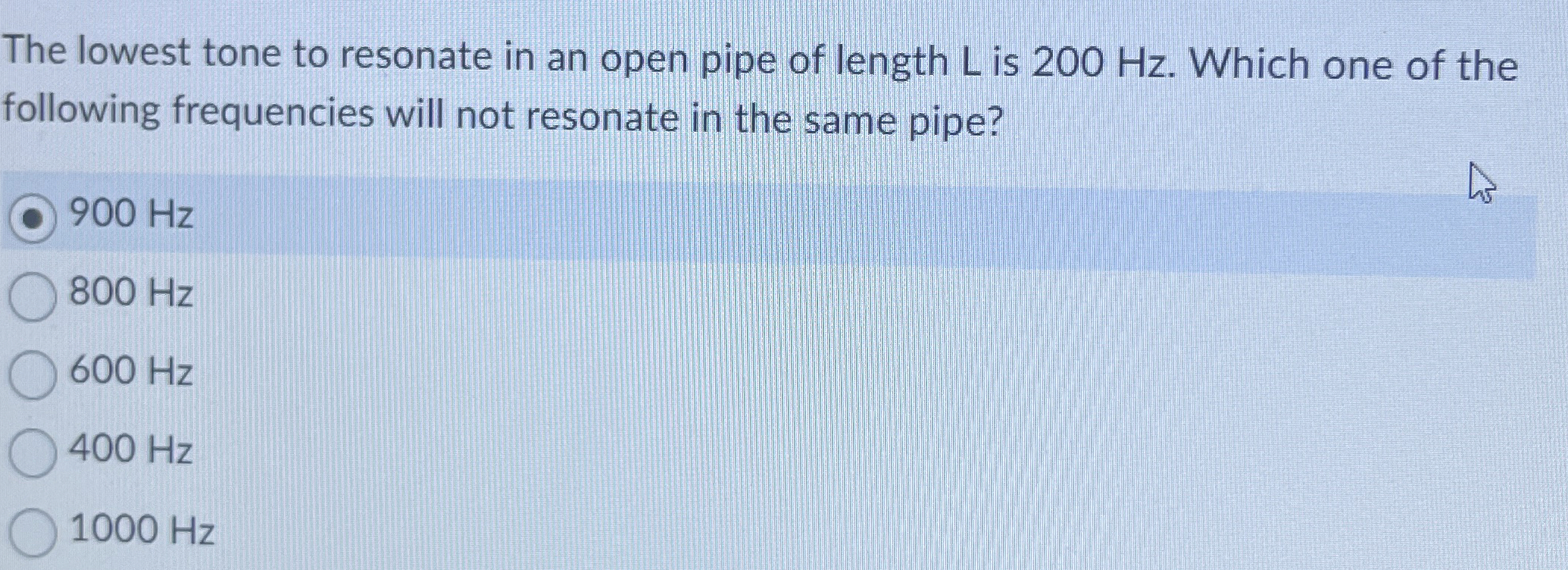 The lowest tone to resonate in an open pipe of