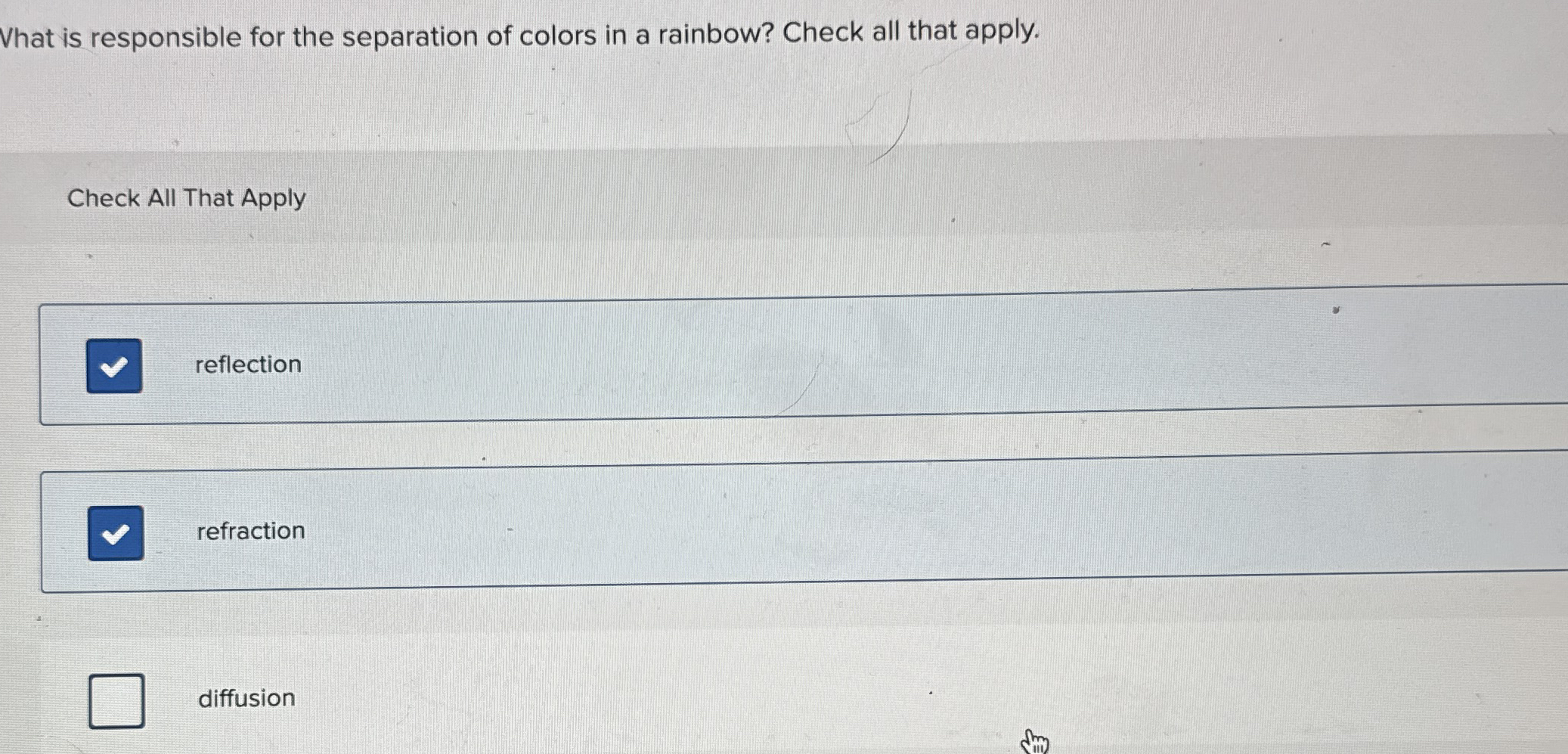 Vhat is responsible for the separation of colors