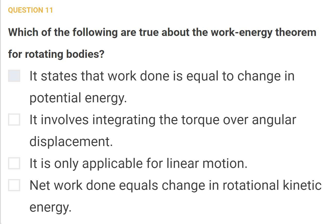 Which of the following are true about the work -