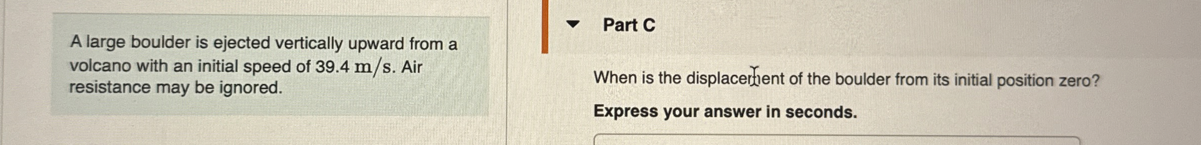 A large boulder is ejected vertically upward from