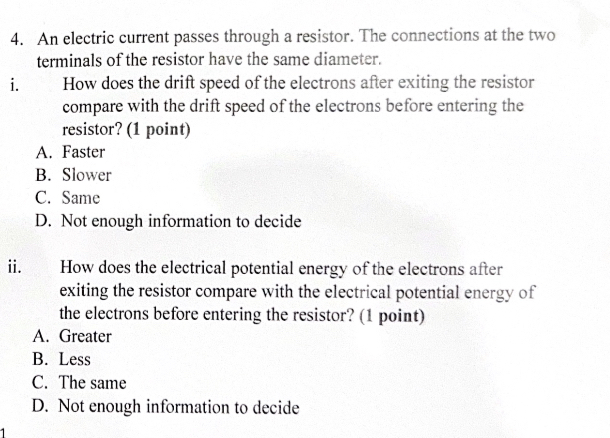 An electric current passes through a resistor.