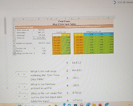 1 : 2 5 : 3 8 remain \ table [ [ 4 , A , , 9 , c