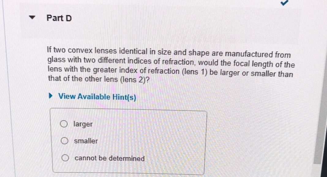 Part D If two convex lenses identical in size and