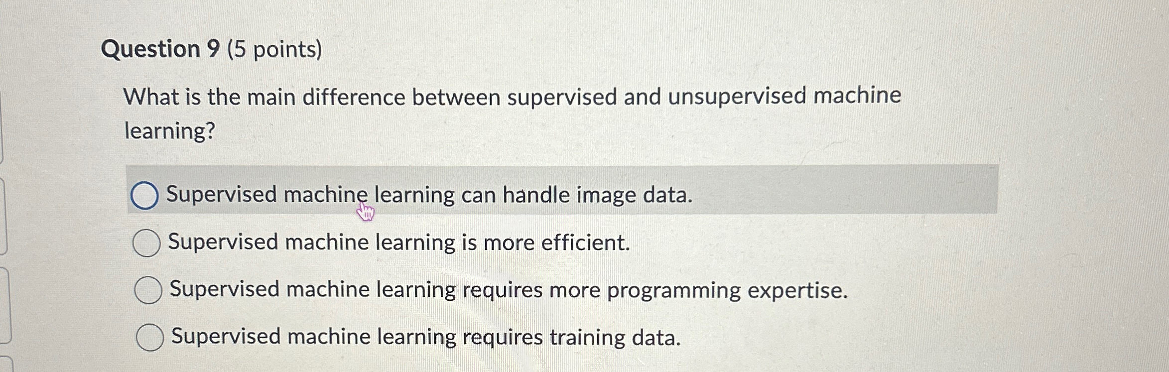Question 9 ( 5 points ) What is the main