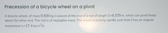 Precession of a bicycle wheel on a pivot A