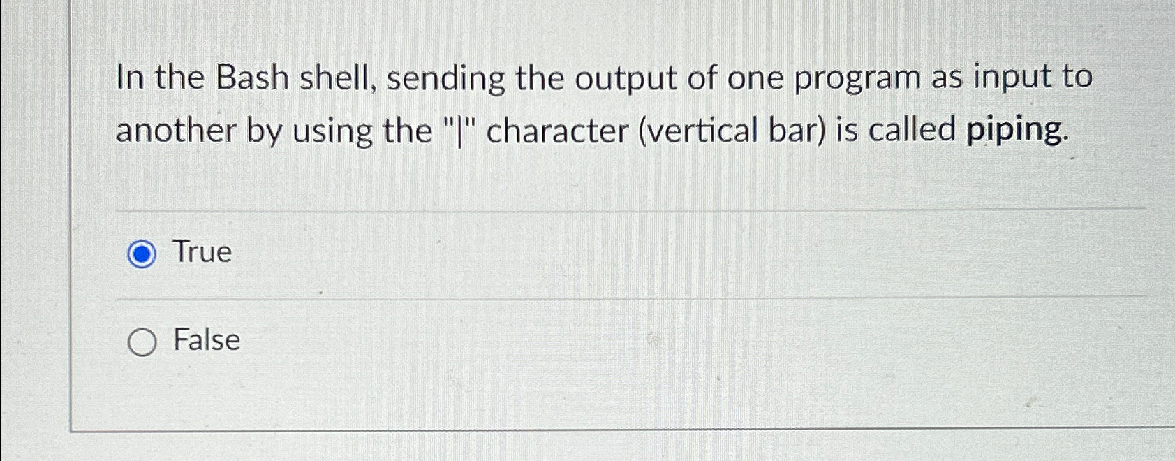 In the Bash shell, sending the output of one