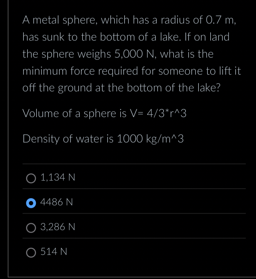 A metal sphere, which has a radius of 0 . 7 m ,