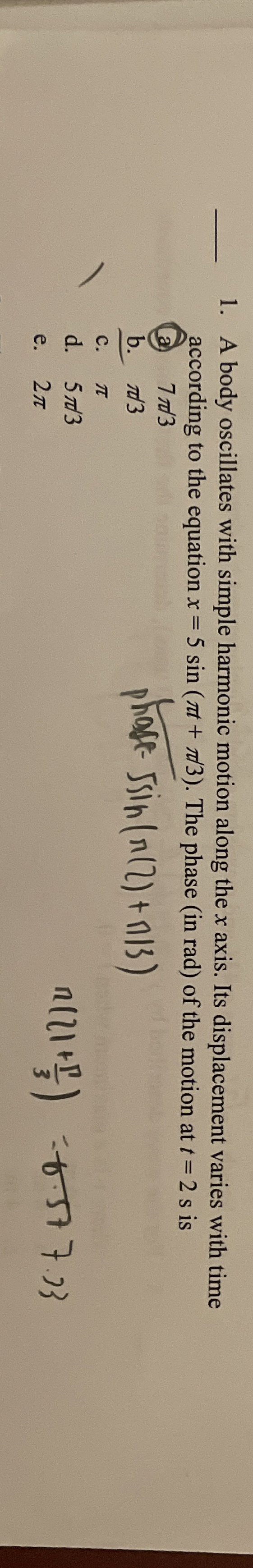 q , 1 . A body oscillates with simple harmonic
