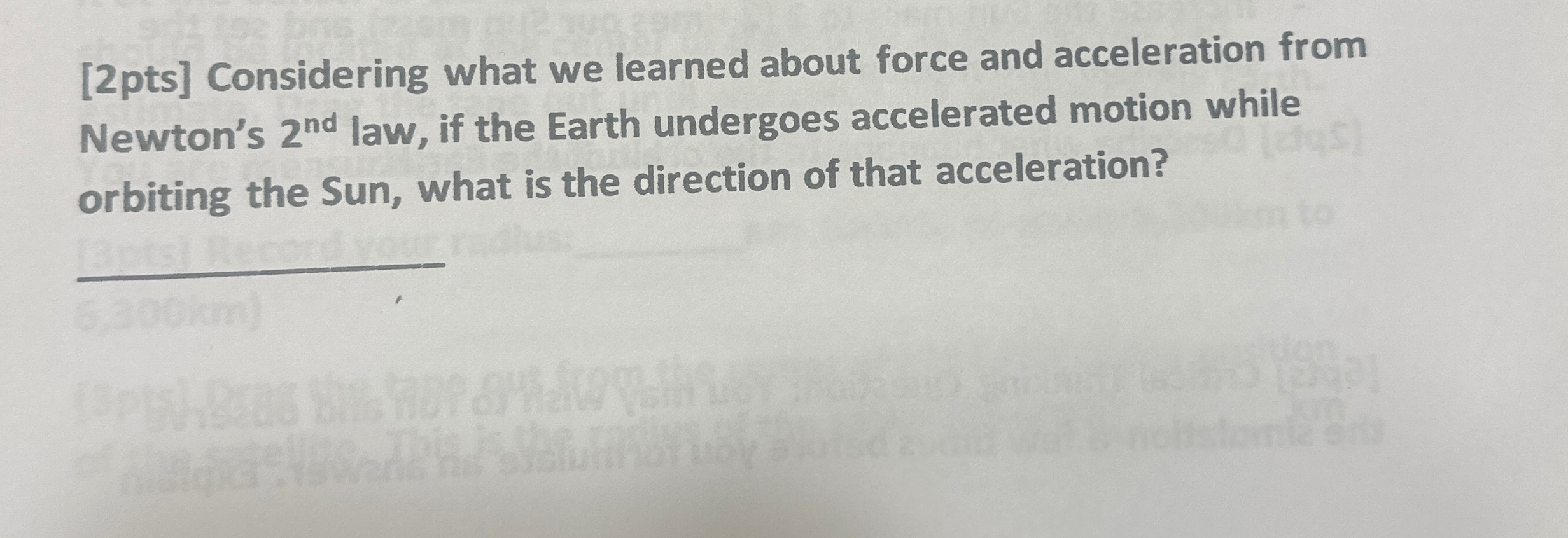 [ 2 pts ] Considering what we learned about force