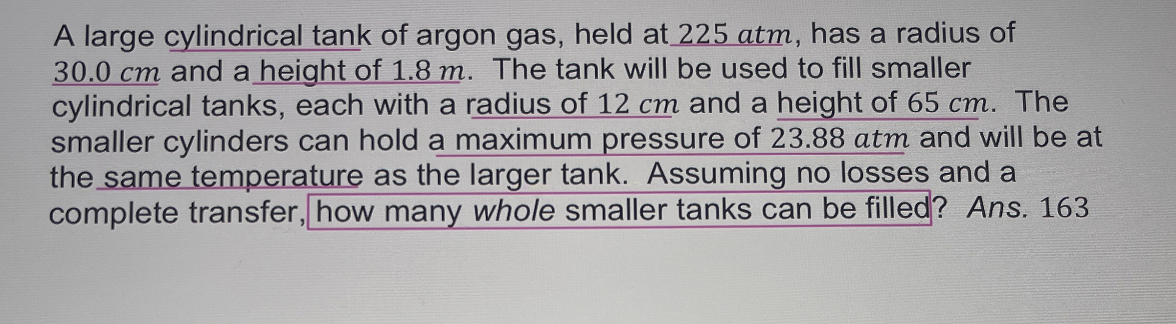 A large cylindrical tank of argon gas, held at 2