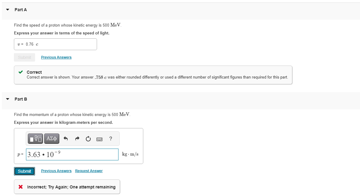 Find the momentum of a proton whose kinetic