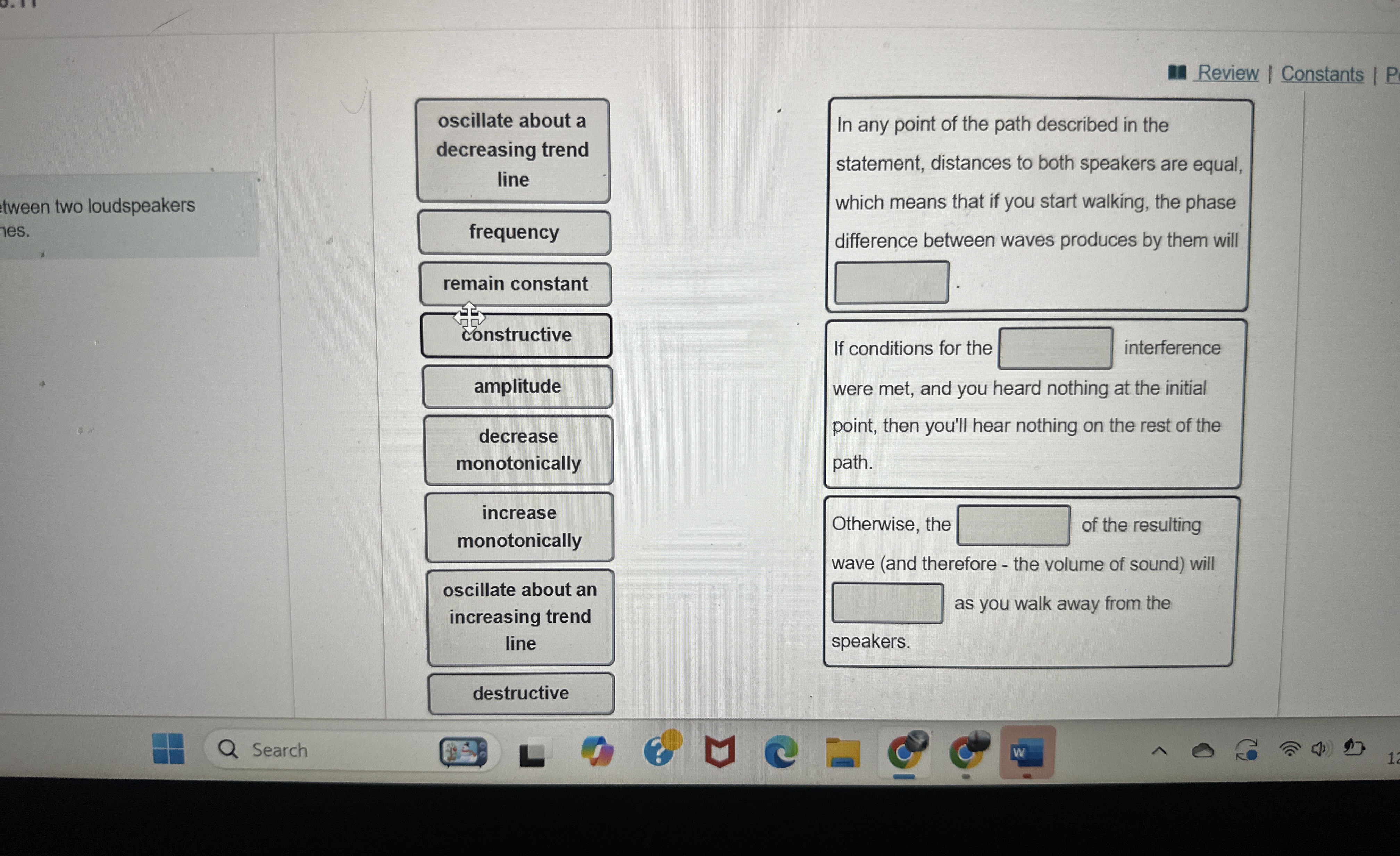 tween two loudspeakers | Constants Review remain
