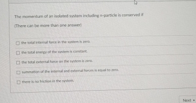 The momentum of an isolated system including n -