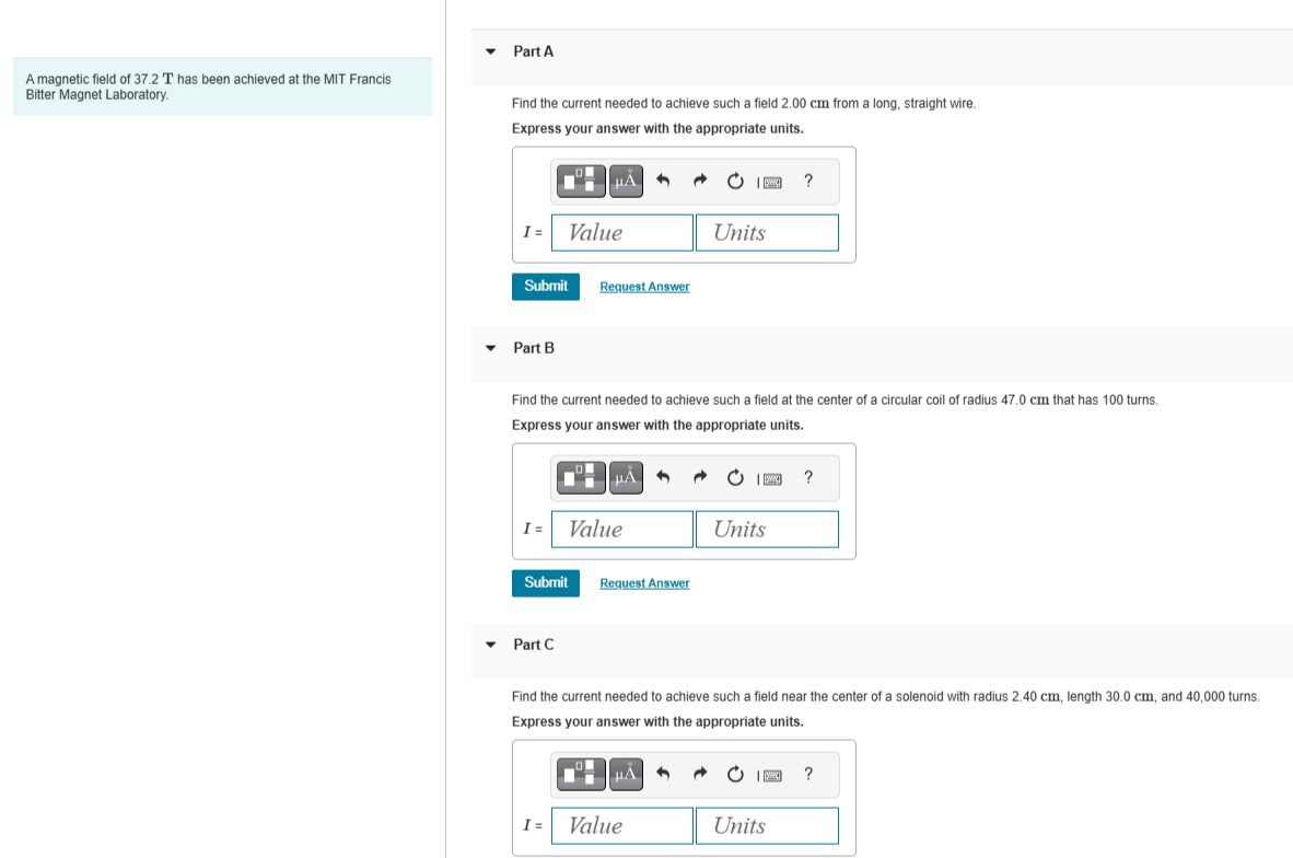 Answer A , B and C , A magnetic field of 3 7 . 2